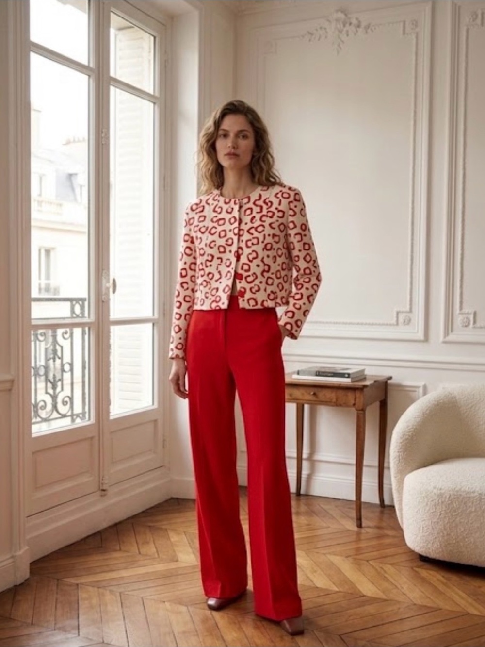 Vintage Red and White Patterned Jacket